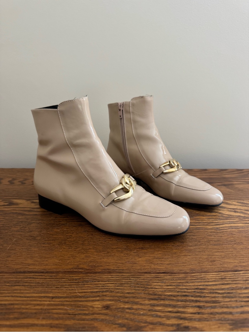 Free People Patent Leather Loafer Boots